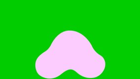 Animated cat pink footprint. A cat's paw print appears. Looped video. Vector flat illustration isolated on the green background

