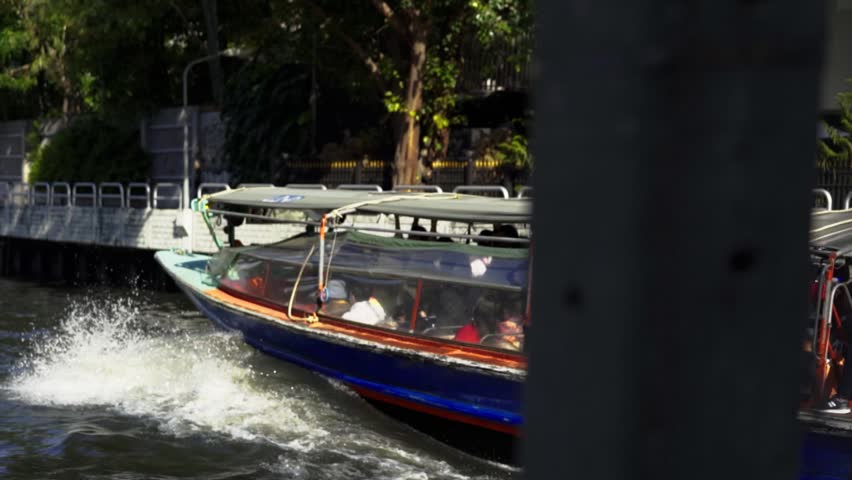 BANGKOK, THAILAND - 2023 : Scenery of SAEN SAEP CANAL. This canal is used for public transport by an express boat service. Royalty-Free Stock Footage #1100870421