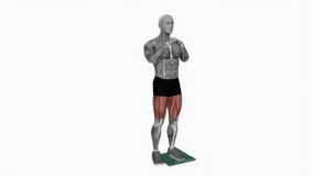 Curtsy Lunge Slide with Towel fitness exercise workout animation male muscle highlight demonstration at 4K resolution 60 fps crisp quality for websites, apps, blogs, social media etc.