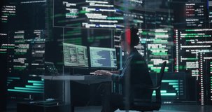 Female Developer Happily Resting After Successfully Typing on Computer a Functioning Back-end Code. Professional Programmer Surrounded by Big Screens Showing Coding Language, Creating Software - Powered by Shutterstock - Get 15% off with code: PIKWIZARD15