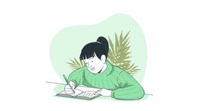 A girl with band hair is reading a book in her room. Reading a book, turning the page, learning, working, studying, reading a book, preparing for exam, back to school. - Powered by Shutterstock - Get 15% off with code: PIKWIZARD15