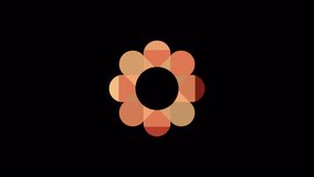 Animated floral animation with rotating flower for circular shaped logo ideas. Vintage colors and Alpha channel for transparent background