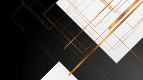 Black white geometric abstract background with golden lines and stripes. Seamless looping motion design. Video animation Ultra HD 4K 3840x2160