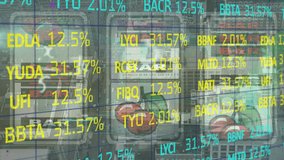 Animation of financial data over gaming machine. Finance, economy, games and gambling concept digitally generated video. - Powered by Shutterstock - Get 15% off with code: PIKWIZARD15