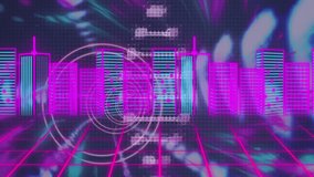 Animation of dna helix rotating circle moving in loop against modern skyscrapers. Digital generated, multiple exposure, medical, city, genetic and technology concept. - Powered by Shutterstock - Get 15% off with code: PIKWIZARD15