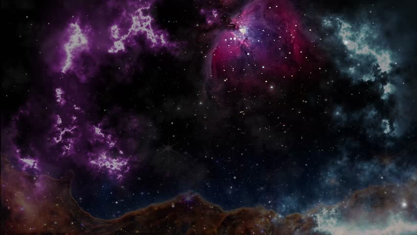 Space flight into a star field. 3D rendering of Fly through in a space galaxy in the universe. Abstract Sci-fi Video with Space, Galaxies, Nebulae