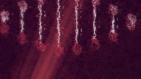 Animation of dna strand spinning over dark red light trails. science and research concept digitally generated video.