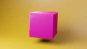 Cube. Techno 3d geometric video animation background. Looping 3D motion graphics design