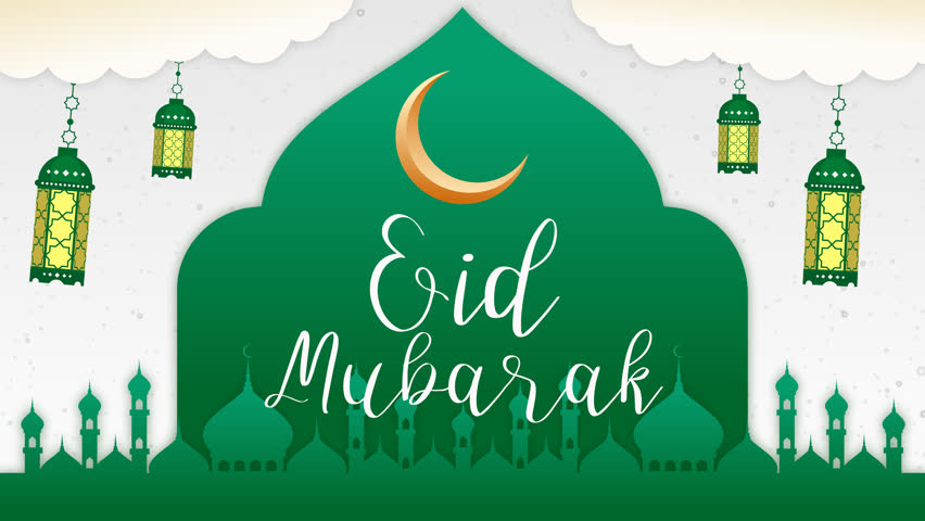 Eid Mubarak animation text. Great for video introduction 4K Footage and use as a card for the celebration of Eid Alfitr and Adha in Muslim community. 4k video Alpha Mate | Shutterstock HD Video #1100913813