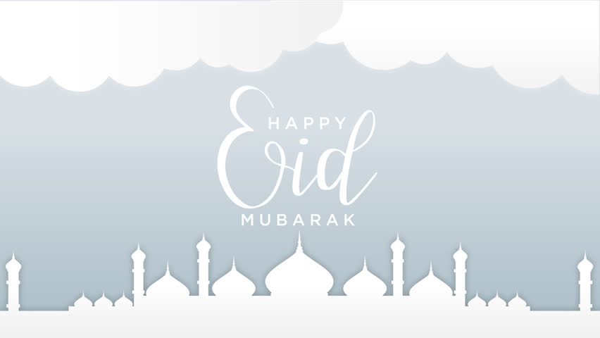 Happy Eid Mubarak animation text with luxury background. Great for video introduction 4K Footage and use as a card for the celebration of Ramadan Kareem celeation in Muslim community. | Shutterstock HD Video #1100913823