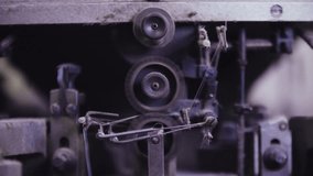 close-up on a bearing of a silk machine