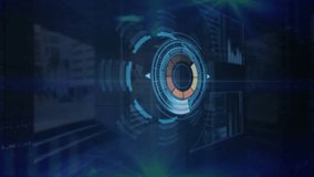 Round scanner and digital interface with medical data processing against black background. medical research and science technology concept - Powered by Shutterstock - Get 15% off with code: PIKWIZARD15