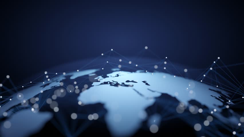 Tech earth globalization in 3d animation. Global Business dots on rotating planet. Royalty-Free Stock Footage #1100917607