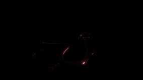 Scooter on a black background caustic glitters. Seamless loop product presentation. 4K animation.