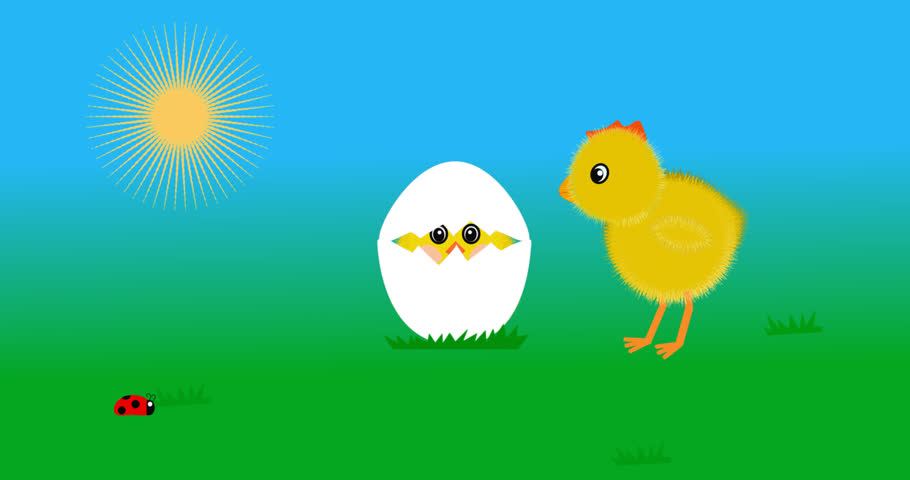 Spring two yellow chicken Easter