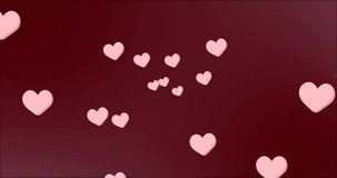 Animation of hearts floating over red background. colour, patters, love and valentines day concept digitally generated video.