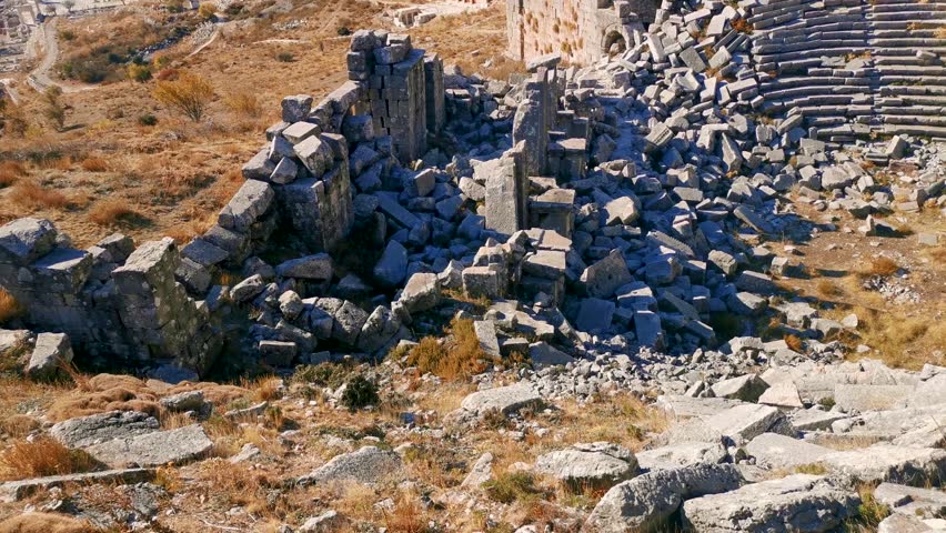 Sagalassos ancient city near Burdur, Turkey. Ruins of the Upper Agora in the roman city.
