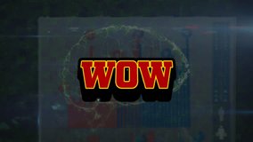 Animation of data processing and brain over wow text. global business, finances, connections and digital interface concept digitally generated video. - Powered by Shutterstock - Get 15% off with code: PIKWIZARD15