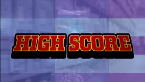 Animation of data processing over high score text. global business, finances, connections and digital interface concept digitally generated video. - Powered by Shutterstock - Get 15% off with code: PIKWIZARD15