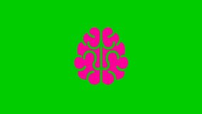 Animated pink symbol of brain. Concept of idea and creative. Looped video. Flat vector illustration isolated on green background.