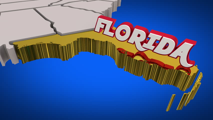 Florida FL State Map Tourism Travel Destination 3d Animation