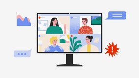 Online working concept. Remote job. Animation of people on computer screen talking and learning. Online education video. People meeting online motion. Video conference remote. Work from home  - Powered by Shutterstock - Get 15% off with code: PIKWIZARD15