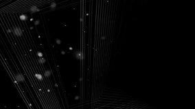 Abstract grey metallic background with linear arrows and bokeh lights. Seamless looping tech motion design. Video animation Ultra HD 4K 3840x2160