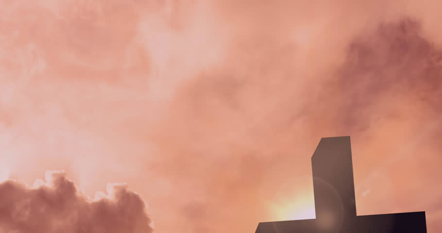 Animation of easter sunday over cross and evening sky. easter, spring, tradition and celebration concept digitlaly generated video.