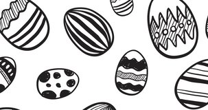 Animation of easter eggs and happy easter text. easter, tradition and celebration concept digitally generated video.