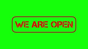 “We Are Open” word business on green background - open animation with green background video to add your own footage or background