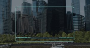 Animation of data processing over cityscape. Global business, finances, digital interface, computing and data processing concept digitally generated video. - Powered by Shutterstock - Get 15% off with code: PIKWIZARD15