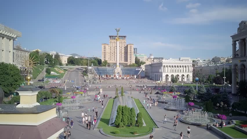 The main stele on Independence Square. Symbol of freedom of Ukraine.