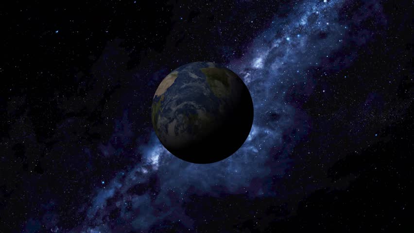 View of Earth planet Rotating on space or galaxy and stars milky way, Animation of Earth planet seen from space.	 Royalty-Free Stock Footage #1100946939