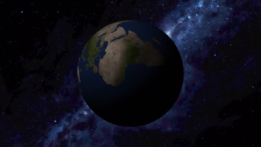 View of Earth planet Rotating on space or galaxy and stars milky way, Animation of Earth planet seen from space.	 Royalty-Free Stock Footage #1100946951