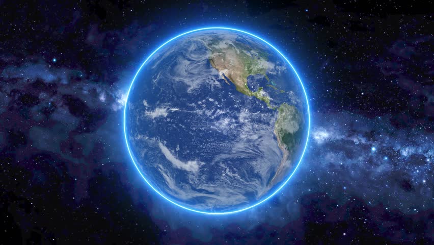 View of Earth planet Rotating on space or galaxy and stars milky way, Animation of Earth planet seen from space.	 Royalty-Free Stock Footage #1100946971