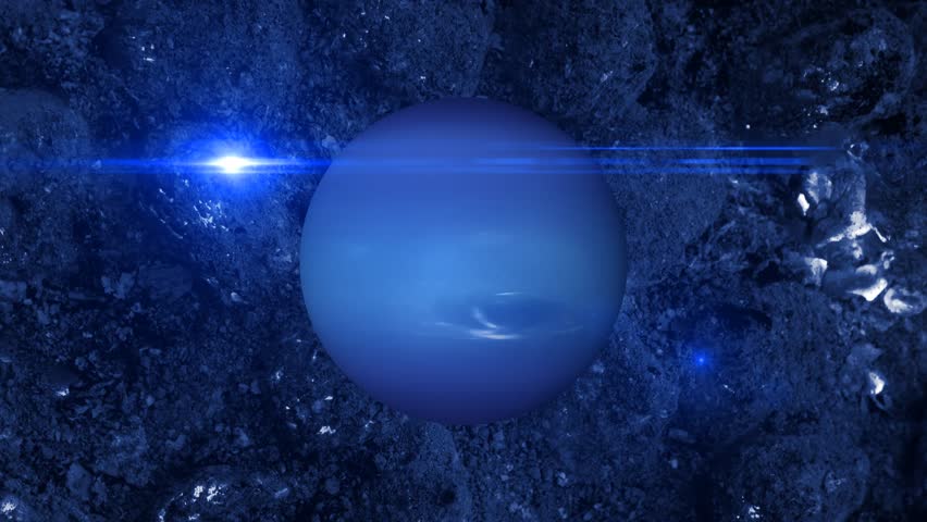 view of Neptune planet rotating on space or galaxy and stars milky way, Animation of Neptune planet seen from space, Asteroids Cloud and cosmos,, stars milky way, galaxy in space,	 Royalty-Free Stock Footage #1100947085