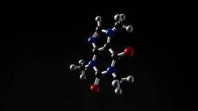 Structural chemical formula of caffeine molecule. 3D animation - Powered by Shutterstock - Get 15% off with code: PIKWIZARD15