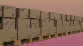 Animation of financial data processing over stack of cardboard boxes. Global shipping, business, finances, computing and data processing concept digitally generated video. - Powered by Shutterstock - Get 15% off with code: PIKWIZARD15