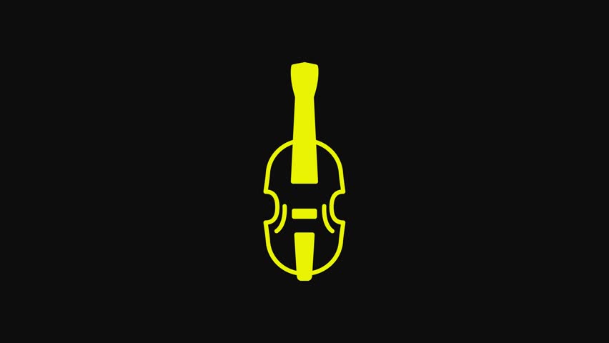 Yellow Violin icon isolated on black background. Musical instrument. 4K Video motion graphic animation. | Shutterstock HD Video #1100959515