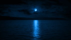 Flying Towards Land Over The Sea In Moonlight - Powered by Shutterstock - Get 15% off with code: PIKWIZARD15