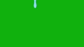 Cartoon blue wave liquid transition animation on green screen. Cartoon liquid animation with key color. Chroma color. 4K video