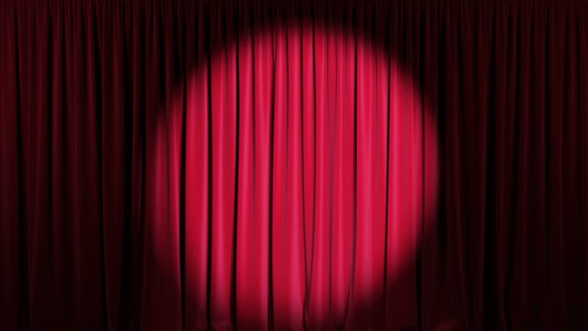 Theater stage with red velvet curtains and spotlights. Looping animation, 4k | Shutterstock HD Video #1100964913