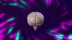 Animation of human brain over glowing light trails. Global science, computing and data processing concept digitally generated video. - Powered by Shutterstock - Get 15% off with code: PIKWIZARD15