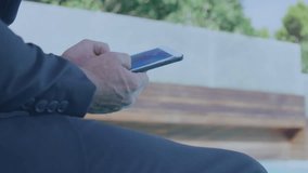 Animation of cloud icon and connections over caucasian businessman using smartphone. Global business, finances, computing and data processing concept digitally generated video. - Powered by Shutterstock - Get 15% off with code: PIKWIZARD15