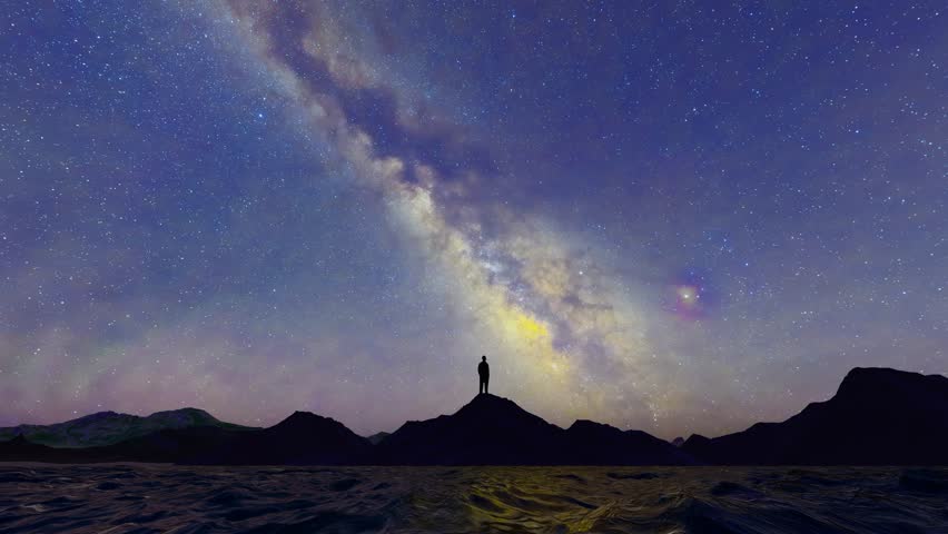 Successful people look at the universe and starry sky at night and imagine the future | Shutterstock HD Video #1100969653