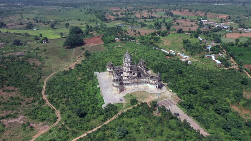 An Aerial Shot of Lakshmi Narayan Temple at Orchha, Madhya Pradesh, India
