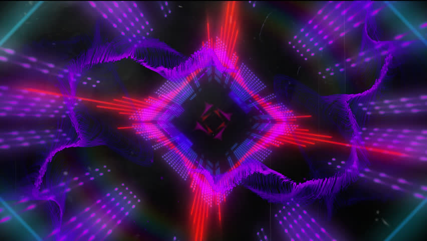 Animation of colorful moving shapes on black background. Abstarct background, color and pattern concept digitally generated video.