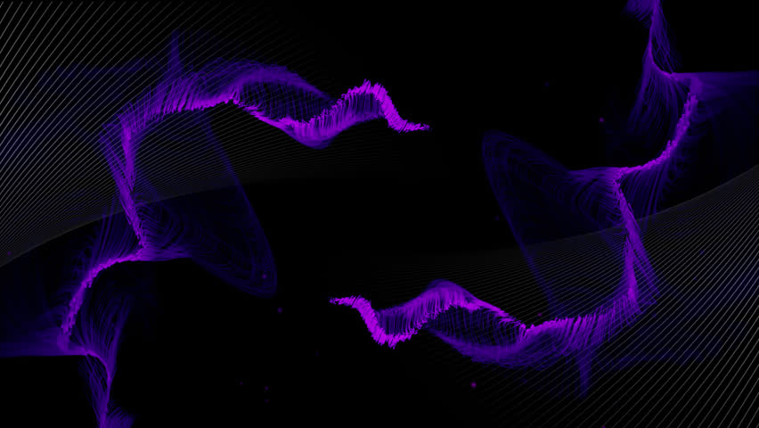 Animation of purple and white shapes on black background. Abstarct background, color and pattern concept digitally generated video.