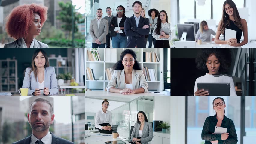 Video of headshot screen application view of diverse people doing a video call while talking in video conference.  | Shutterstock HD Video #1100977363