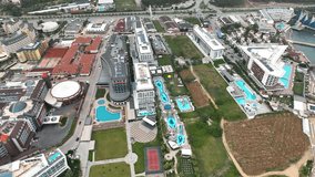Infrastructure of hotels aerial view Turkey Alanya 4K